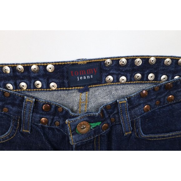 Vintage Y2K 2000 Tommy Hilfiger Womens 9 Copper Rivet Hipster Flared Denim Jeans - Picture 7 of 15
